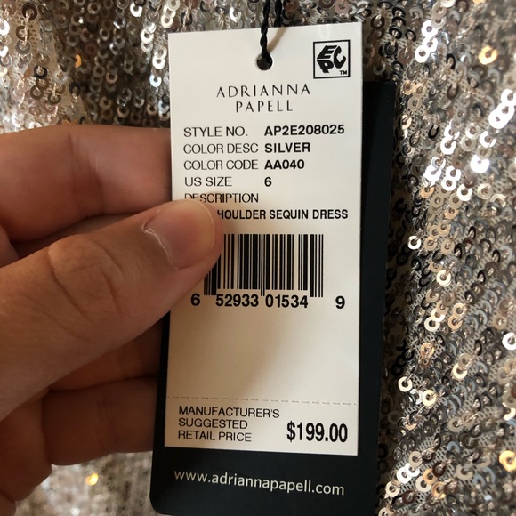 Adrianna Papell One Shoulder Sequin Dress - Picture 4 of 5